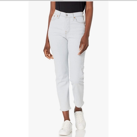 Levi's Wedgie High Rise Waisted Straight Jeans Light Blue Wash Vintage - Picture 2 of 11